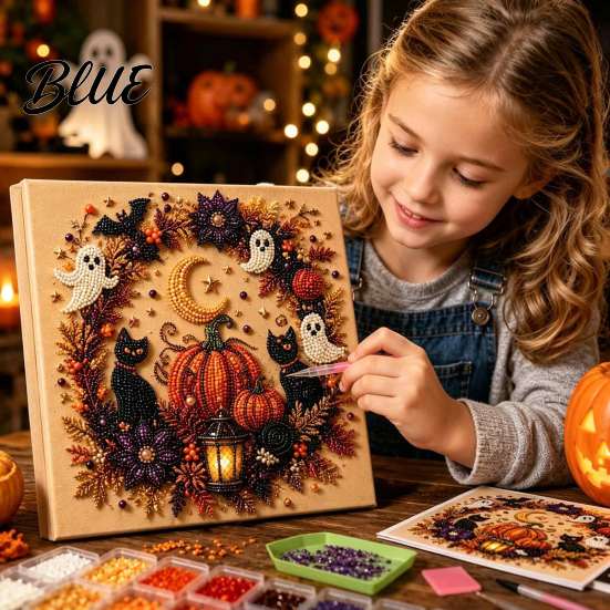 Stress Relief Creative Hobbies Halloween Faux Pearl Art DIY Kit Spooky Cute 3D Diamond Painting Paint Free Bead Set Craft Witch Black Cat