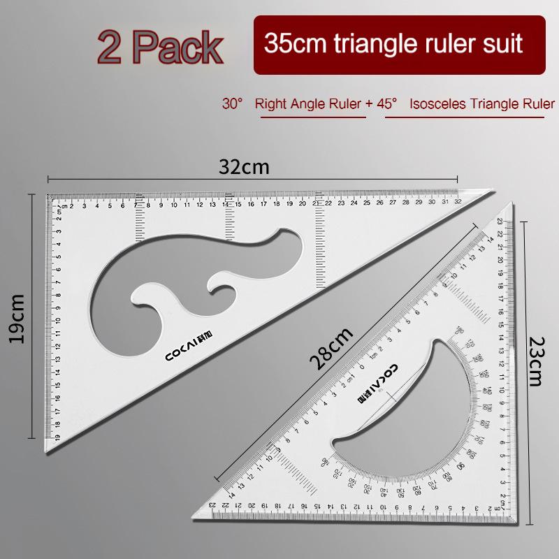Premium Drawing Tool Ruler Set 30/45 Degree Triangle Ruler Protractor Compass Pencil Multi-Function Measurement Drafting Kit