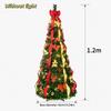 Warm White Lights Folding Christmas Tree Pre-Decorated Collapsible Holiday Tree  Festive Decor