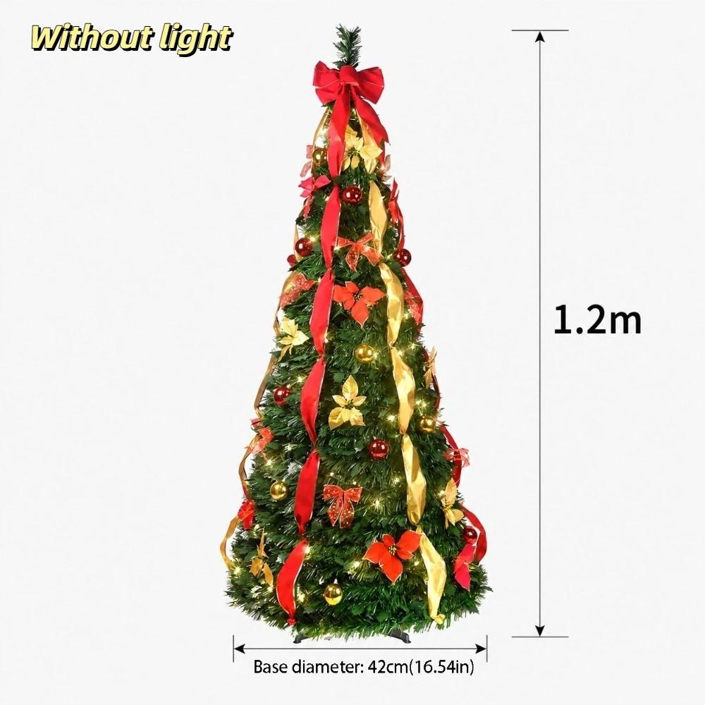 Warm White Lights Folding Christmas Tree Pre-Decorated Collapsible Holiday Tree  Festive Decor
