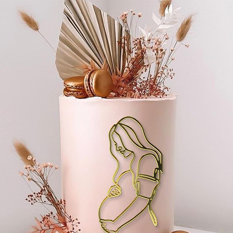 The Mummy To Be Cake Topper Happy Women's Day Expectant Mother Line Art Silhouette Cake Decoration Birthday Party Supplies