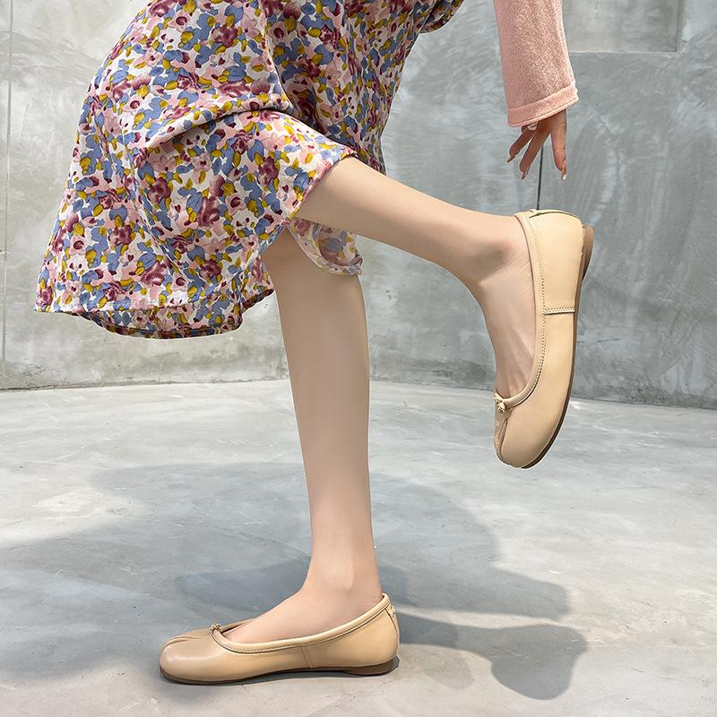 Fashion 2025 Women Trotter Shoes Tabi Ninja Leather Flats Femme Split Toe Loafers Japanese Hoof Moccasins Slip On Comfy Ballerina Ladies