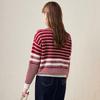 KEMENG BOKA Women's Striped Round Neck Chunky Wool Sweater