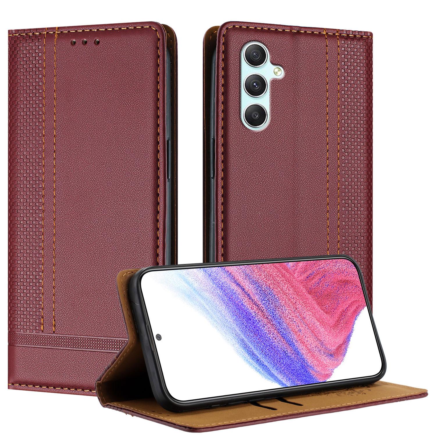 

Чохол для Samsung Galaxy A34 5G зі шкіряною підставкою з L-подібним сітчастим візерунком, чохол для телефону з відділеннями для карток H