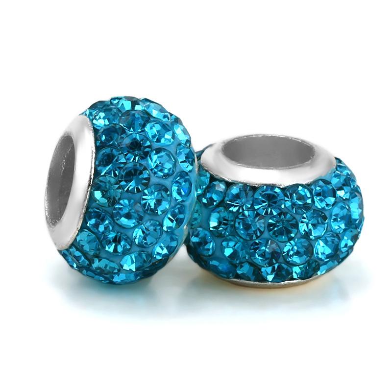 Silver Plated Macroporous Resin Glass Beads for Charms Bracelet Necklace Keychain Women Girls Jewelry Gifts