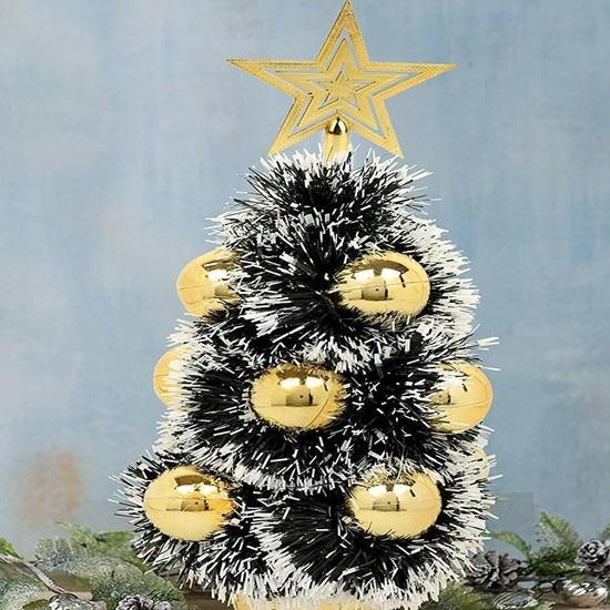 Christmas Tree with Decoration for Table Top Office Desk Small Artificial Xmas Tree with Star Topper Ornaments Props 1 Feet Items for Home