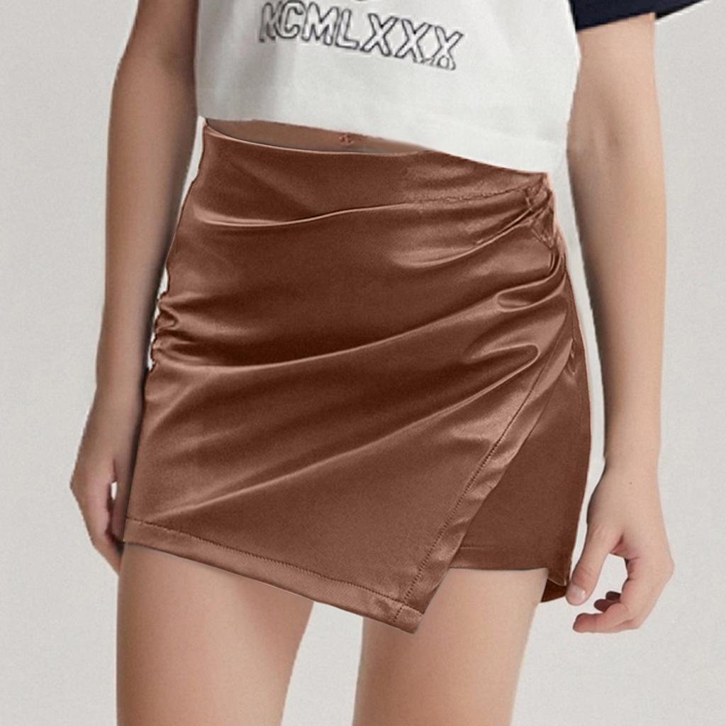 Mädchen Mode PU Leder Elastische Taille Lässige Kurze Hosen Rock