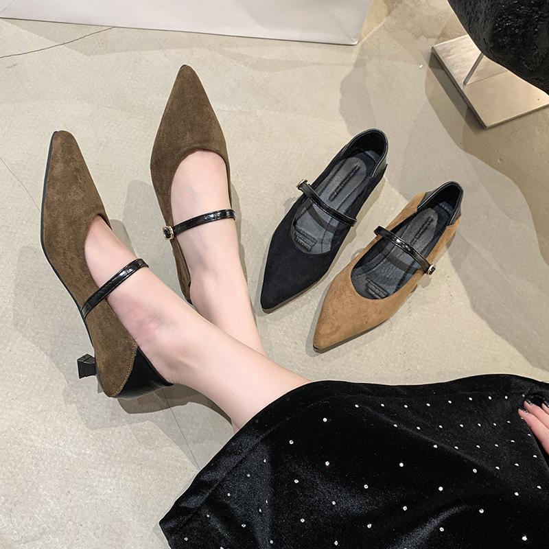 Modedesigner Vintage Damen Mary Jane Schuhe Mode Patchwork Flache Spitzpumps 2025 Frühling Niedrige Absätze Hochzeitspartyschuhe