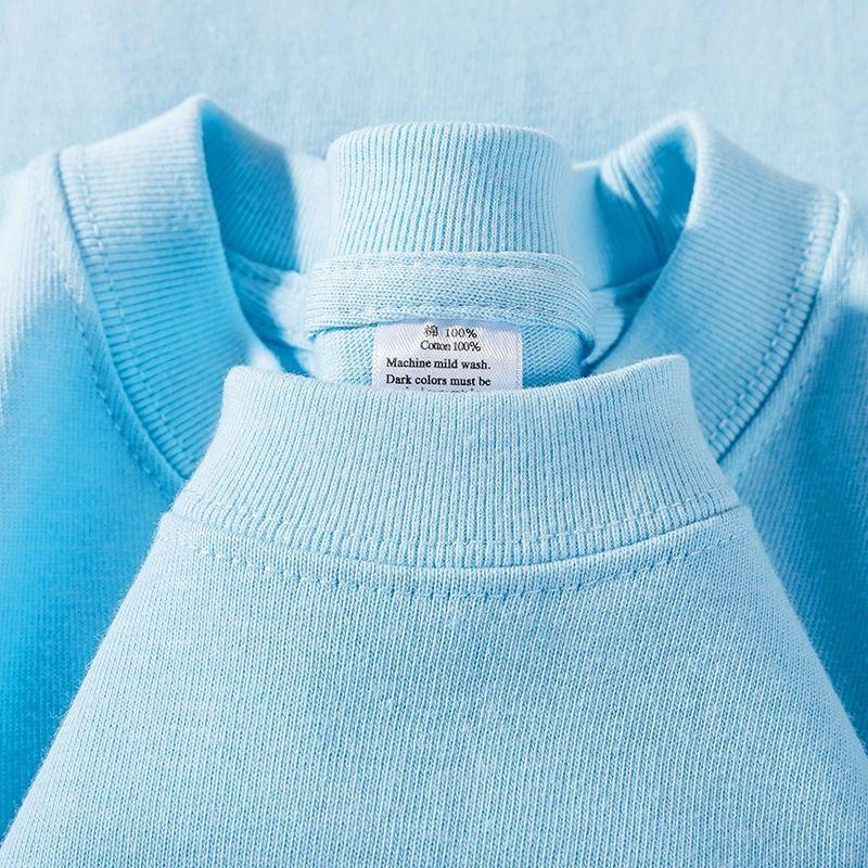 

Quality Pure Cotton 300G Heavy Weight Short-Sleeved T-shirt for Women Summer Loose Pure Color Plus Size Loose Easiest for Match Summer Half Sleeve Sky Blue-Short Sleeve XL