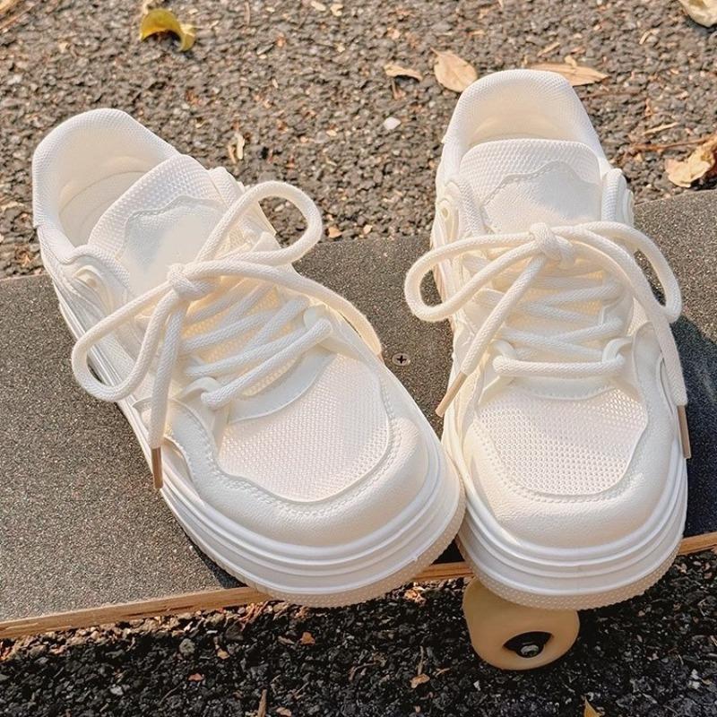 Summer women's shoes little white shoes women's new breathable mesh shoes versatile niche bread shoes platform sports board shoes