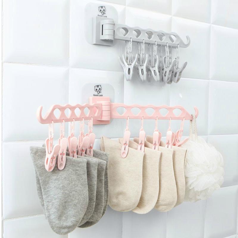 Foldable Clothes Drying Rack Wall Hanger Baby Children's Underwear Organizer Socks Towel Shelf with Suction Cup Home Supplies