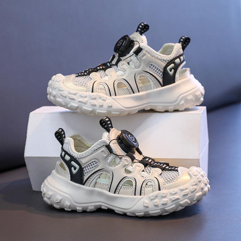 Children's Rotating Buckle Sports Sandals2026New Summer Style Boys' Stylish Single Mesh Hollow Girls' Casual Shoes