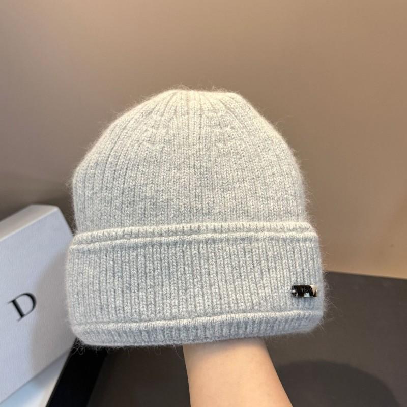Double-layer Thick Knit Rabbit Fur Hat Winter Outdoor Warm Ear Protection Cute Beanie