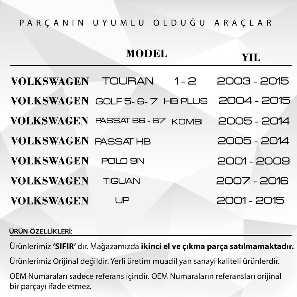 Baklukelåsfjær for Volkswagen Touran, Passat, Polo, Golf, Tiguan