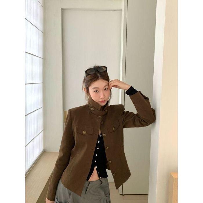 

Autumn Maillard Retro 2025 Short Workwear Jacket with Versatile Lapel Extra Large