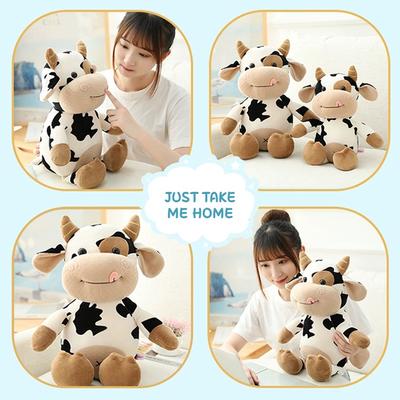 Petite vache en peluche 25-35 cm en coton PP doux, animal en peluche, poupée de dessin animé, cadeau d'anniversaire pour enfants