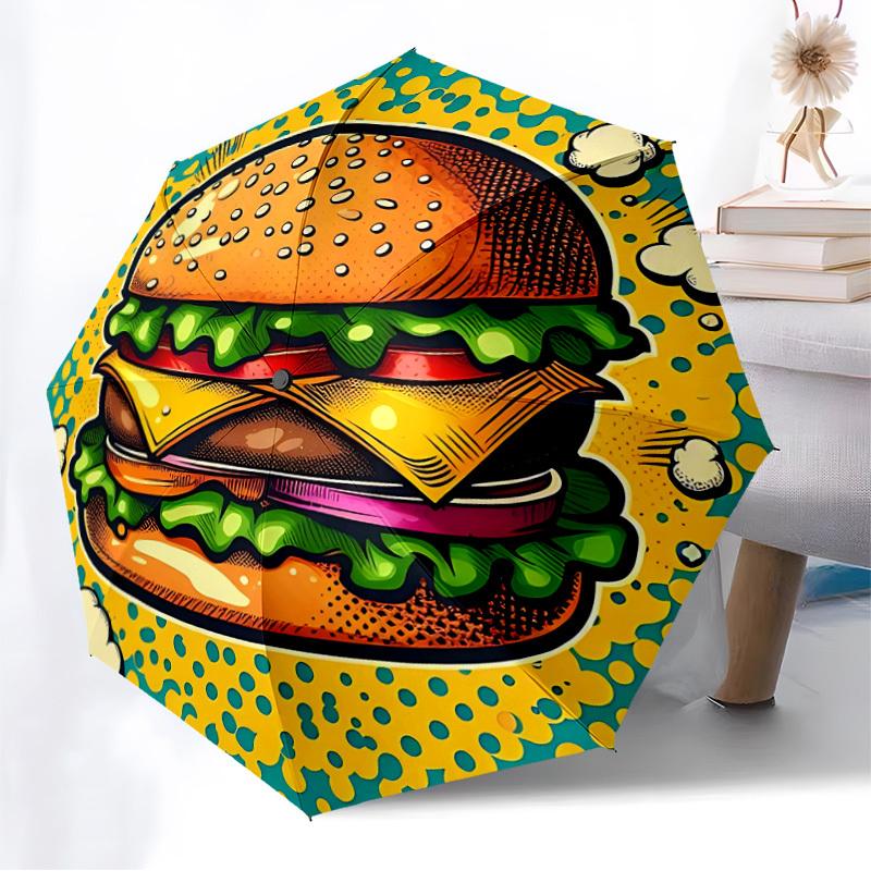 1pc Cheeseburger Automatic Open/Close Umbrella, Folding Compact Umbrella with Lightweight Design for Women/Men yy251011107