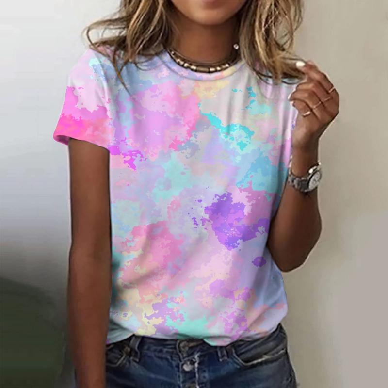 Color Heart Star 3D Print T-Shirts Women Fashion Casual Short Sleeve T Shirt Y2k Harajuku Streetwear Tees Top Female Clothing