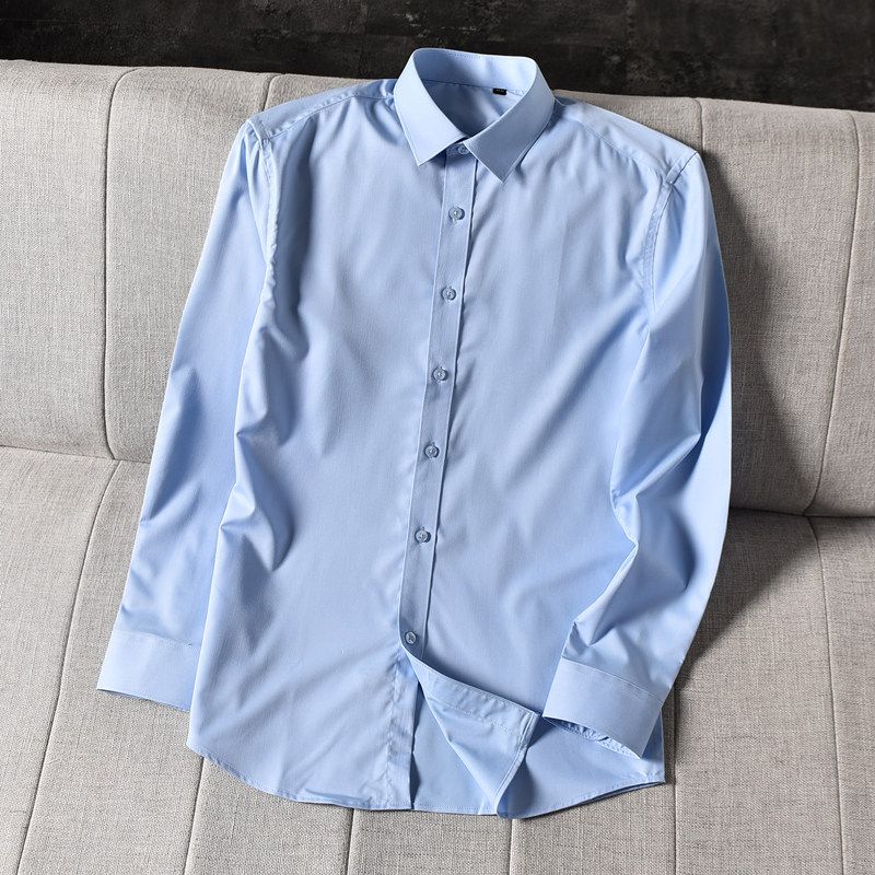 High Quality Non-Ironing! Stretch Breathable Fabric Foreign Trade Men's Clothing Factory Cut the Tag off Tail Goods Long sleeve Solid Shirts Shirt