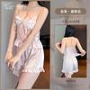 Beautiful Tulle Belt, Bra Pad, Home Pajama Set, Sweet Style Camisole Shorts, Two-piece Sheer Floral Embroidered Pajamas