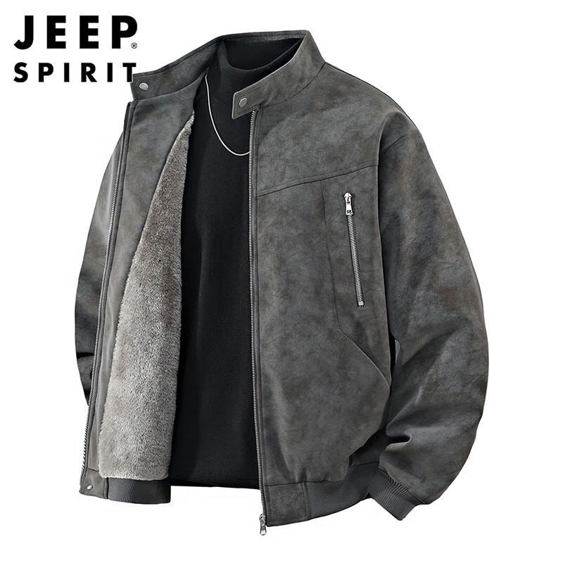 JEEP SPIRIT Men's Suede Fleece-Lined Jacket
