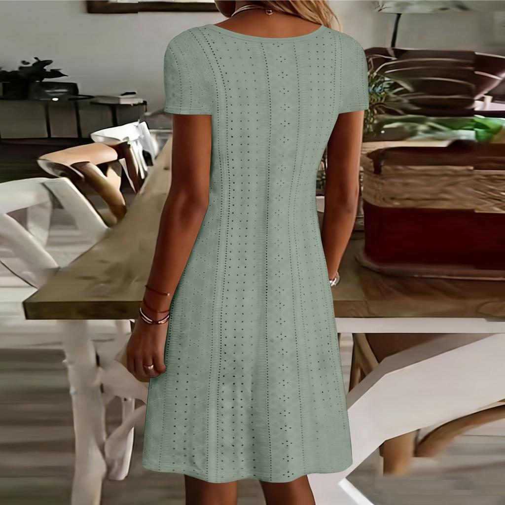 Women's Fashion Color Short Sleeve Dress