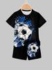 Fußballtrikot Jungen Set Mode Fußball Print Sommer Sportset Locker Atmungsaktiv Kinder Oberteile Freizeit Leicht Jungen Kleidung
