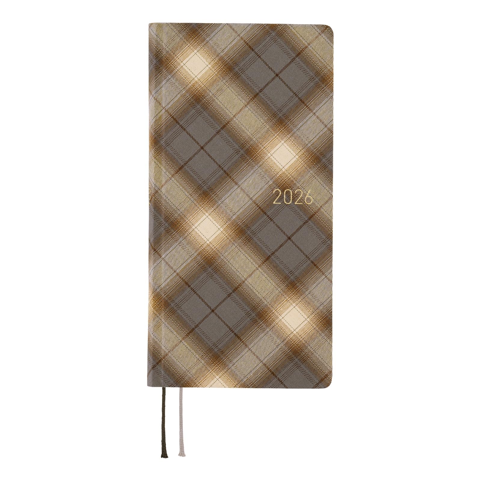 

Hobonichi Techo 2026 Weeks Shirt Check January Start Weekly Planner Left Slim Vertical Fabric/Foggy серый