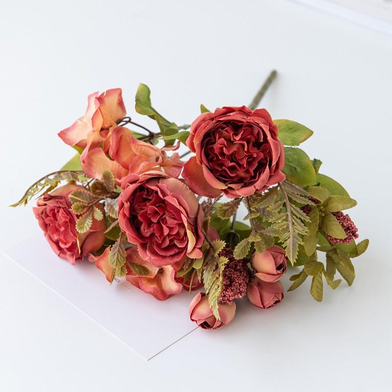 Künstliche Blumen Festival Girlande Hochzeit Garten Rosenknospe Bogen Künstliches Pfingstrosen Bouquet Brautvase Zimmer Heimdekoration Seidenhortensie