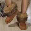 Plus Size Women's Snow Boots - New Winter Style Cotton Boots Solid Color Casual Faux Fur Women's Cotton Boots