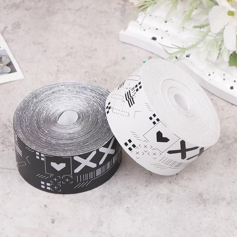 1Roll 500Cm Black White Print Tennis Racket Paddle Head Protection Tape Pu Stickers For Beach Pickleball Racket Sport Parts
