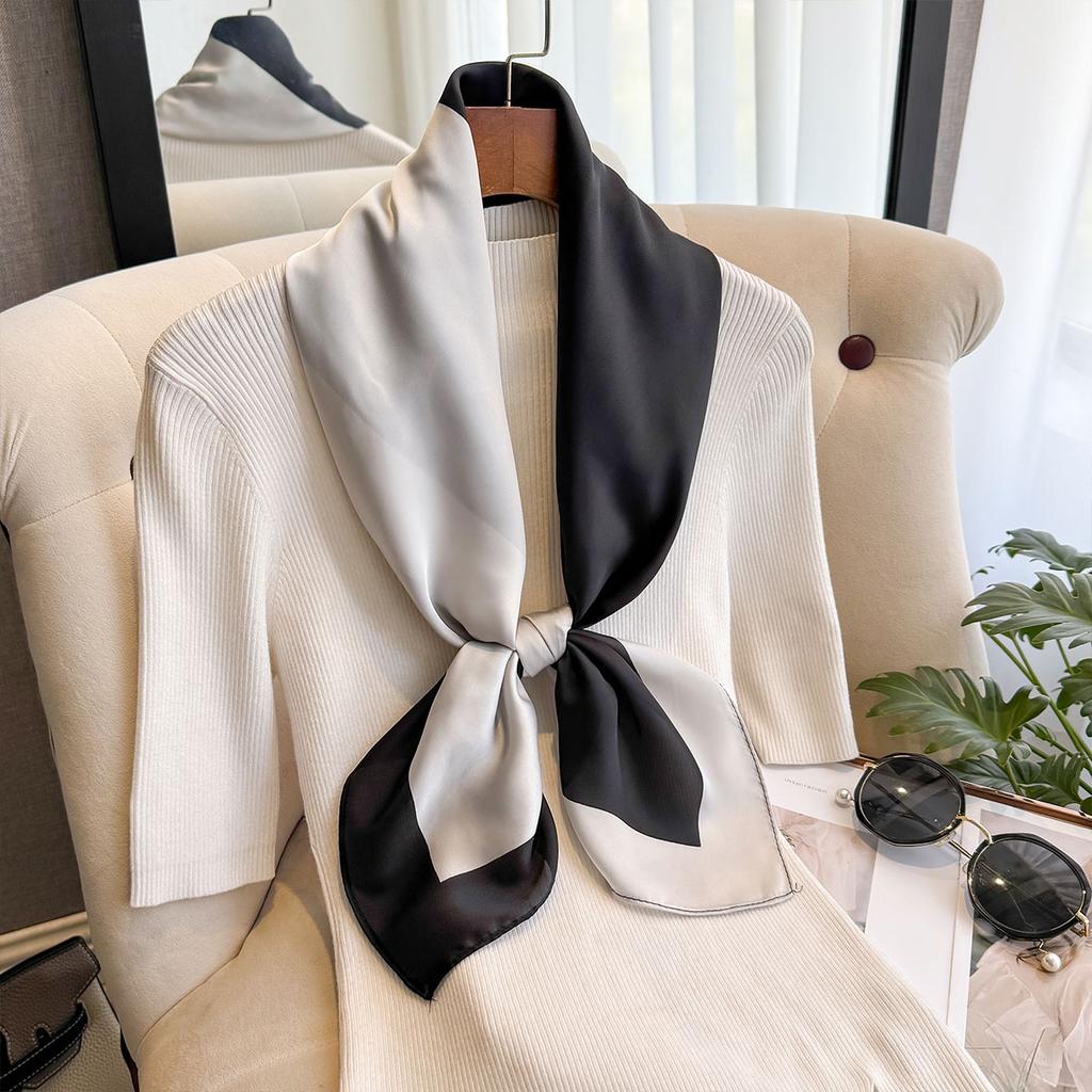 Latest Design Luxury 90Cm Silk Women Scarf Sunscreen Foulard Shawl Hijab Female Hair Hijab Wraps Neckerchief Bandanda Echarpe