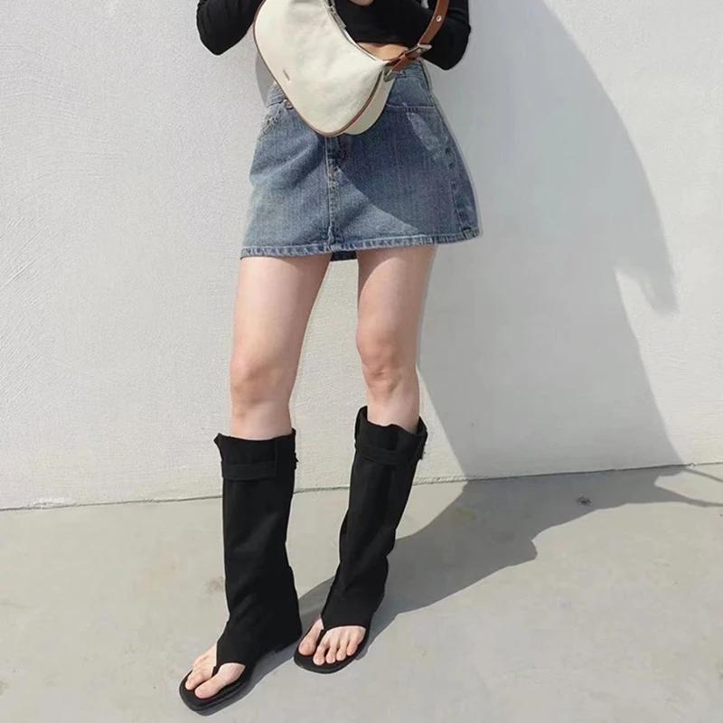 fashion luxury Designer Spring Summer Gladiator Woman Sandals Fashion Clip Toe Flats Spice Girls Outdoor Trouser Boots