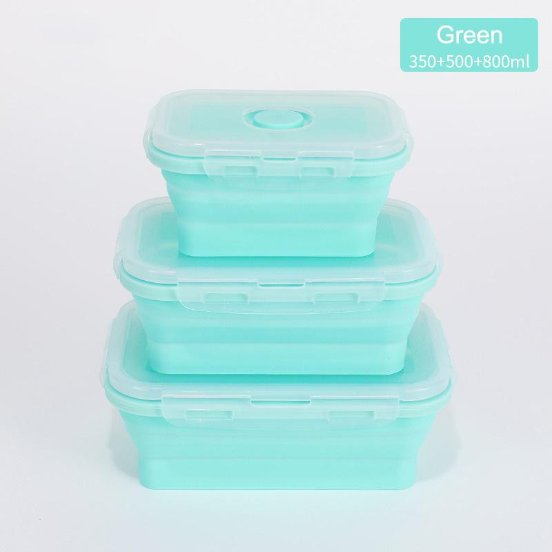 

3Pcs/4Pcs Silicone Folding Bento Box Portable Outdoor Fresh-keeping box Food Storage Containers with Lids BPA free Lunch box