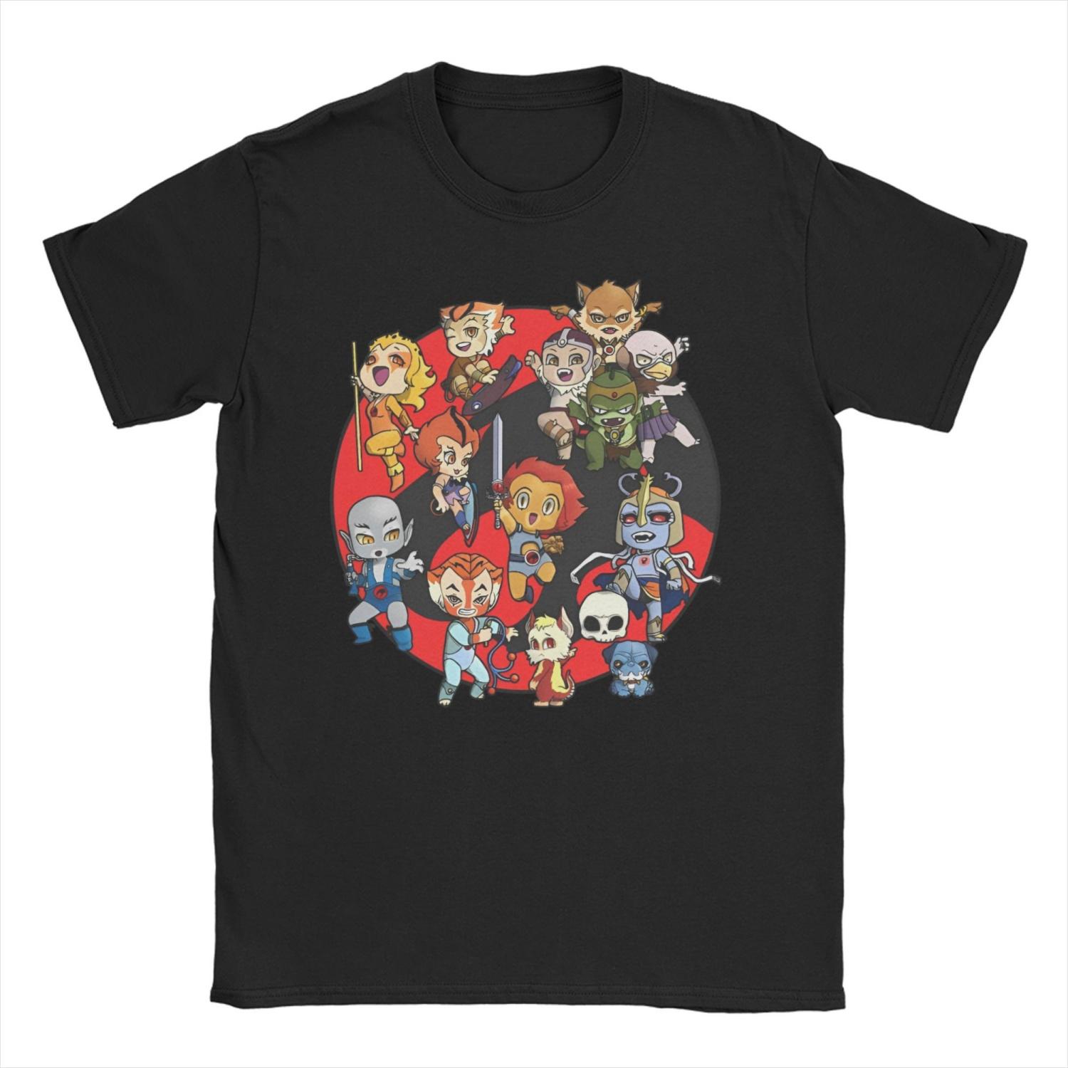 

Men Women Thundercats Chibis T Shirts Cotton Clothes Novelty Short Sleeve Crewneck Tee Shirt Gift TShirts S чёрный