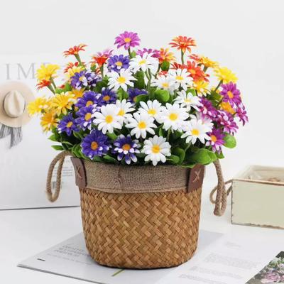 Artificial Flower Bouquet 7 Fork Realistic Fake Silk Flower Branch Home Office Indoor Outdoor Garden Faux Bloom Decoration
