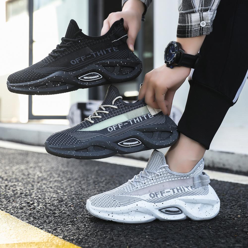 Męskie buty moda codzienne sportowe wiosna i jesień nowe męskie buty tkane na cholewce podwyższające męskie buty do biegania