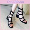 Summer Women Rome Sandals With Open Toe Block Heel And Back Zipper For Casual Wear