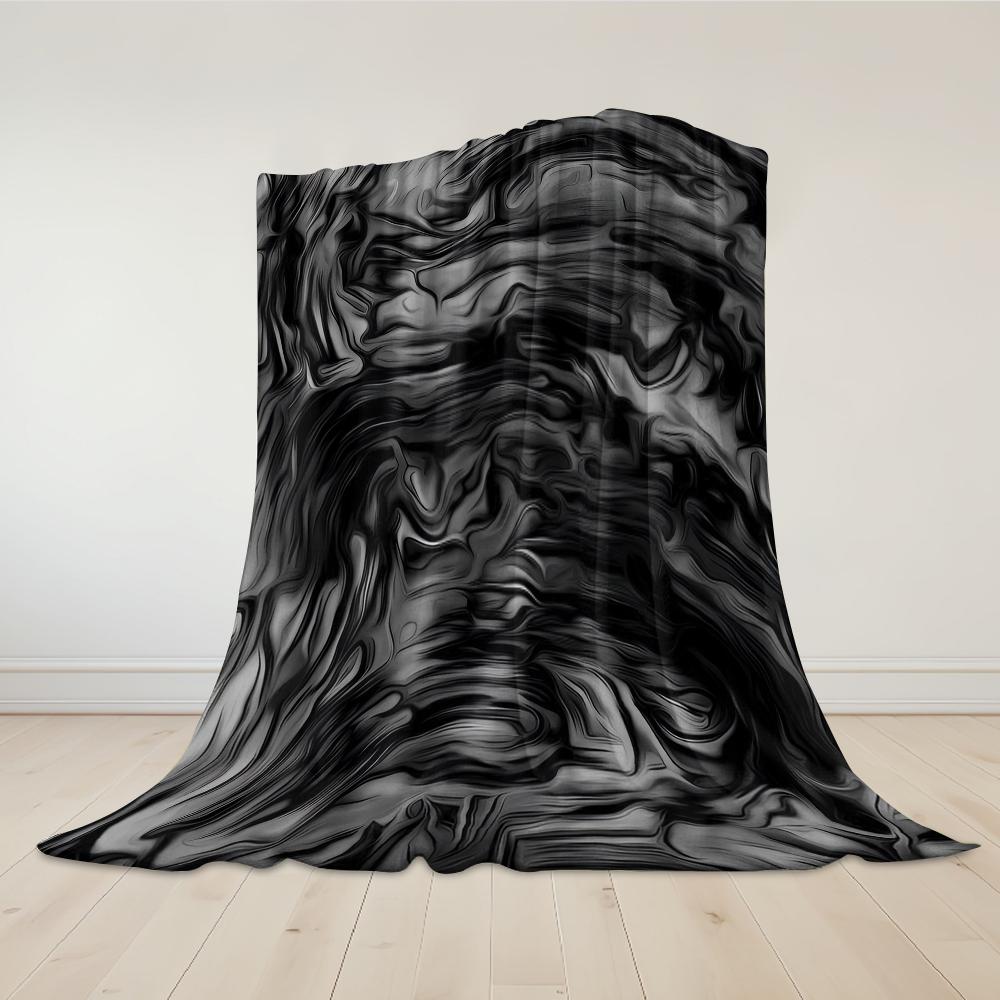 Black Ripple Flannel Blanket Warm Soft Halloween Christmas Couch Warm Cozy Decorative Decor Gift For All Season