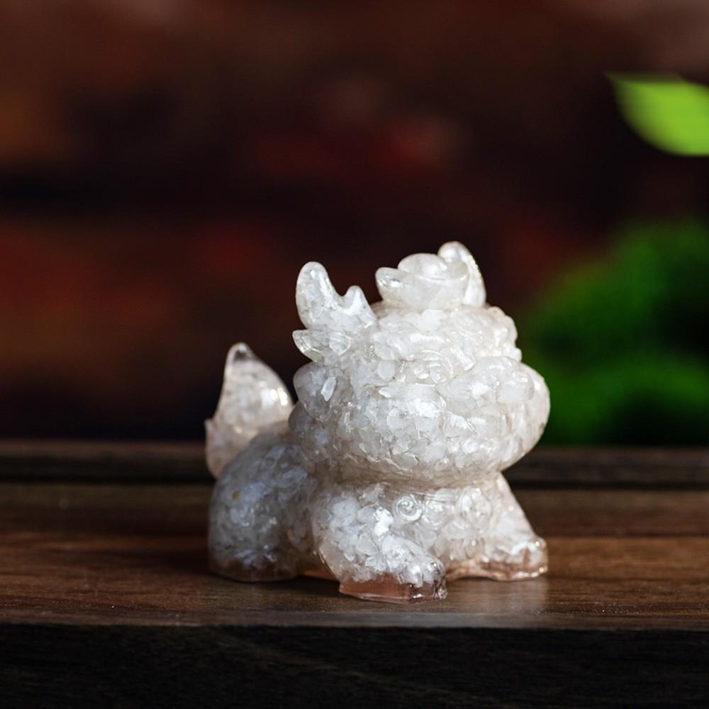 Natural Crystal Resin Animal Figurine With Stone Decor For Home Office Gift