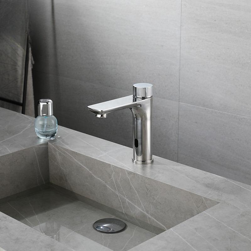 Sensor Bathroom Faucet Cold and Hot Deck Mounted Tap Brass Material Battery-powered Basin Sink Tap