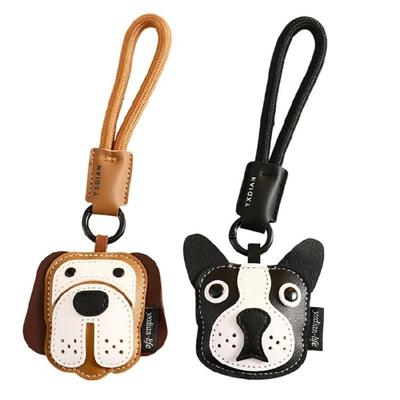 Fashionable Bulldog Leather Soft Practical Keyring Bag Pendant Cartoon Animal Key Holder Stylish Gift for Dog Lover