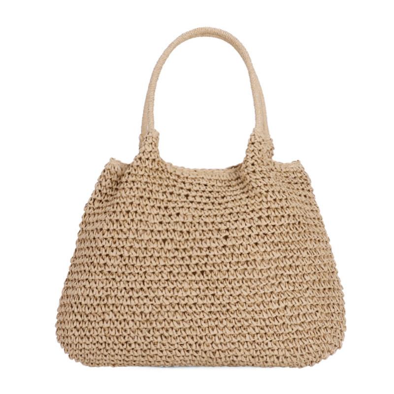 Woven Paper Grass Crossbody Bag With Magnetic Closure For Leisure Outings