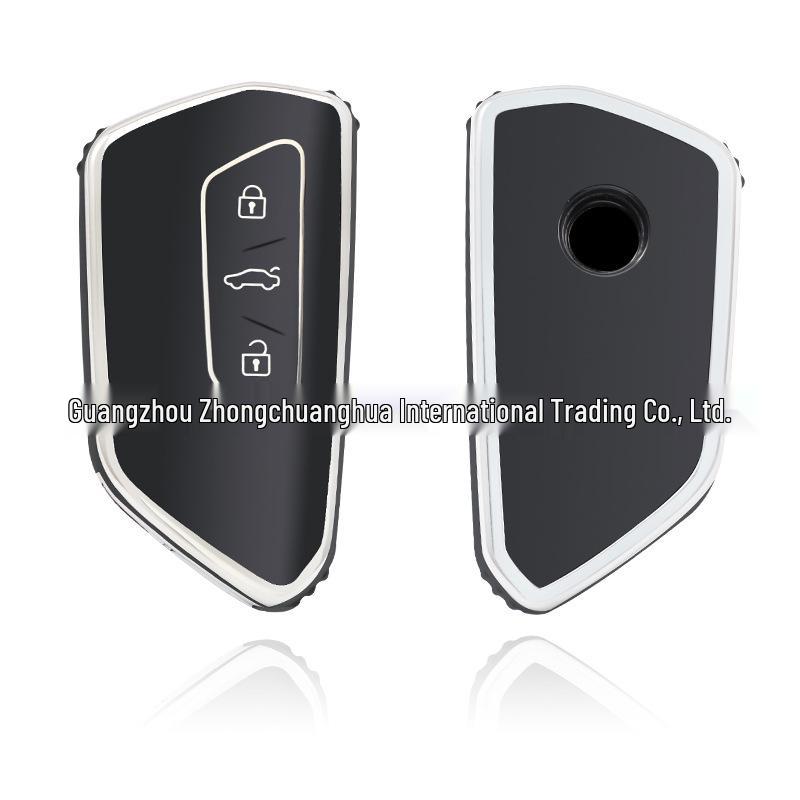 Volkswagen Golf 8 2021 TPU Key Case with Silver Edge for Golf, Teramont, Talagon