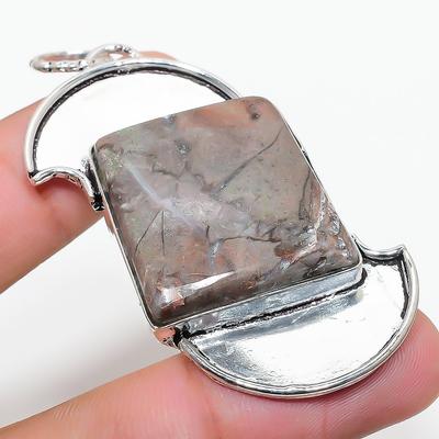 Natürlicher Schmetterlingsjaspis-Edelstein, 925er Sterlingsilber, Geschenkanhänger, 6,4 cm, e7a77