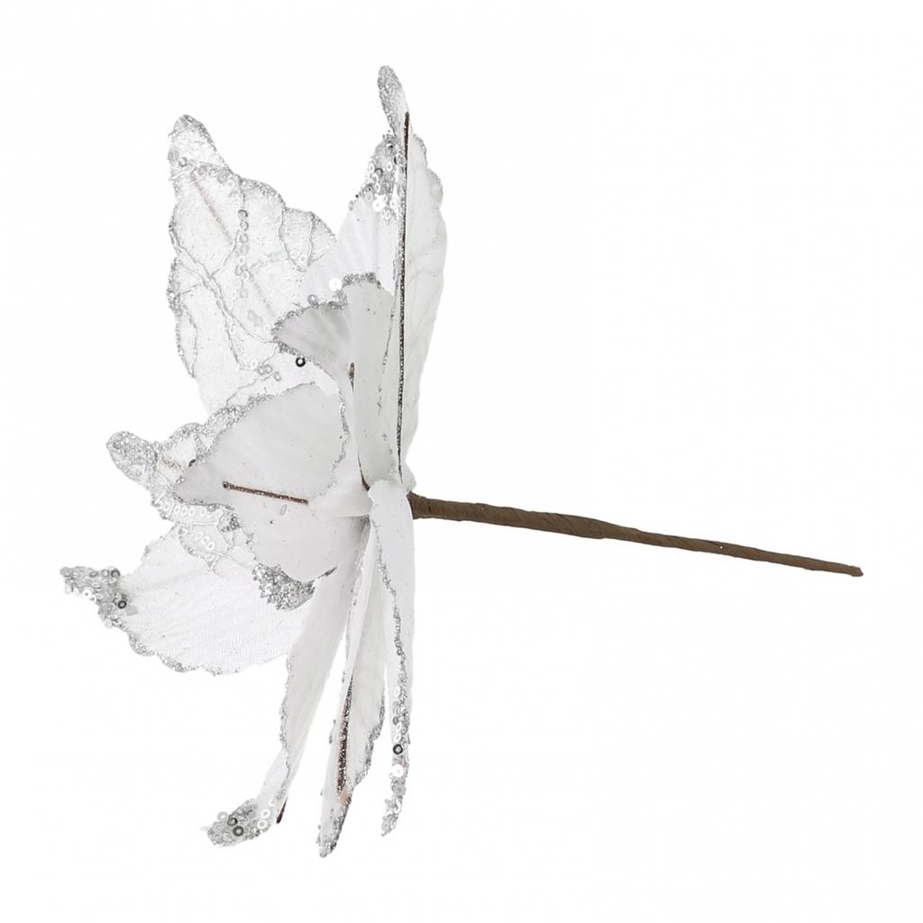 Cloth Plastic Christmas Poinsettia Cm Glitter Flower