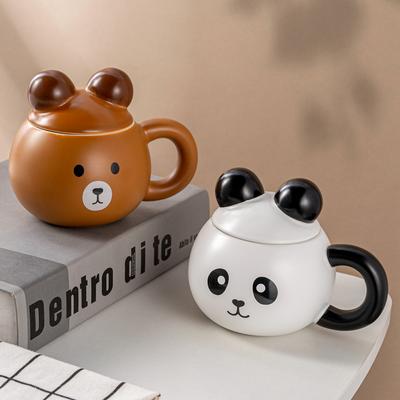 Neuer Cartoon Bärenbecher mit Deckel Büro Hochwertige Keramiktasse Kaffeetasse Zuhause Paar