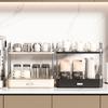 Double-layer Cup Rack with Drain Tray Rack for Kitchen Table Top Glass Cups Tea Cups, Coffee Cups and Water Cups Organizer Shelf