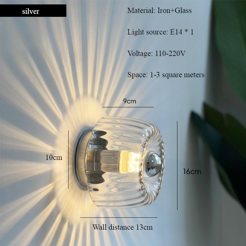 

Современный простой настенный светильник из стекла в стиле баухаус, скандинавское освещение для входа, украшение комнаты, прикроватная лампа для прохода в спальню, светодиодный светильник Warm White (2700-3500K) серебряный