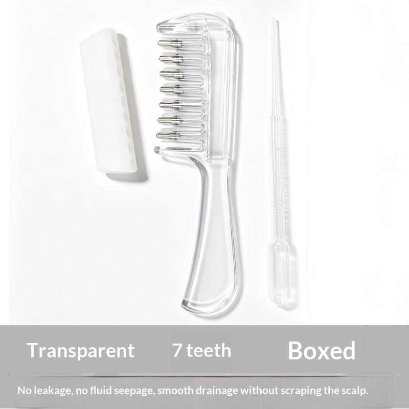 Unisex Transparent Essential Oil Applicator Massage Comb With Built-In Liquid Reservoir Rolling Metal Teeth